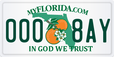 FL license plate 0008AY