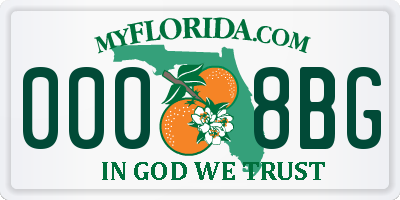FL license plate 0008BG