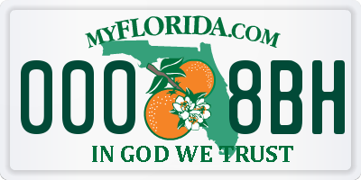 FL license plate 0008BH