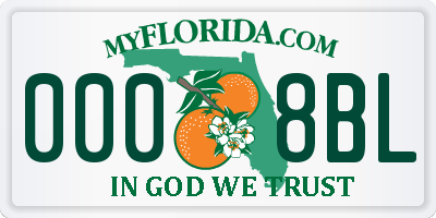 FL license plate 0008BL