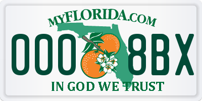 FL license plate 0008BX