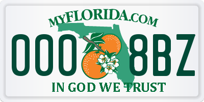 FL license plate 0008BZ