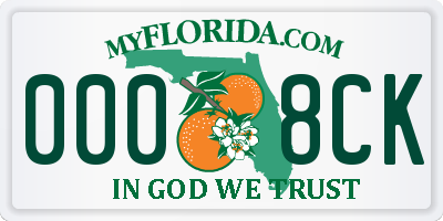 FL license plate 0008CK
