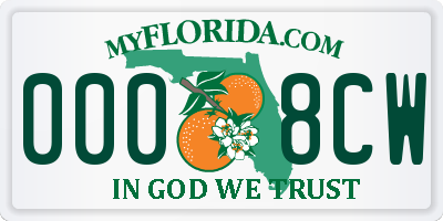 FL license plate 0008CW