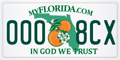 FL license plate 0008CX