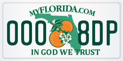 FL license plate 0008DP