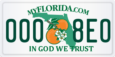 FL license plate 0008EO