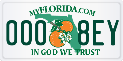 FL license plate 0008EY