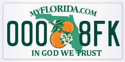 FL license plate 0008FK