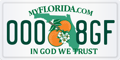 FL license plate 0008GF