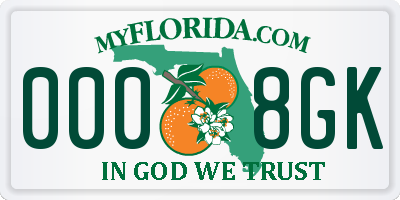 FL license plate 0008GK