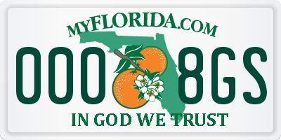 FL license plate 0008GS