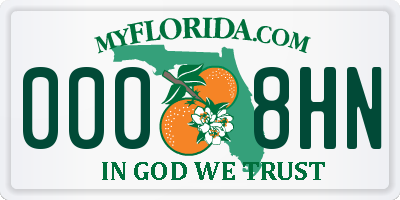 FL license plate 0008HN