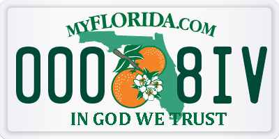 FL license plate 0008IV