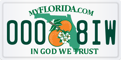 FL license plate 0008IW