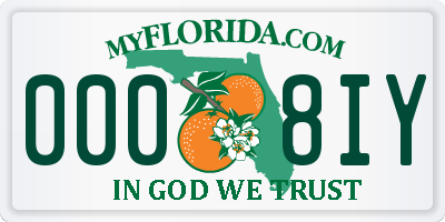 FL license plate 0008IY