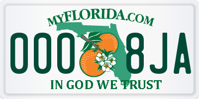 FL license plate 0008JA