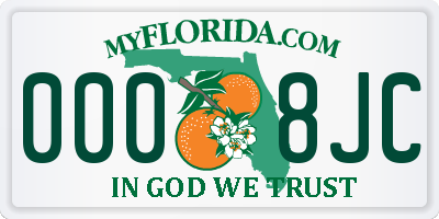FL license plate 0008JC