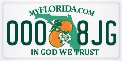 FL license plate 0008JG