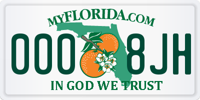 FL license plate 0008JH