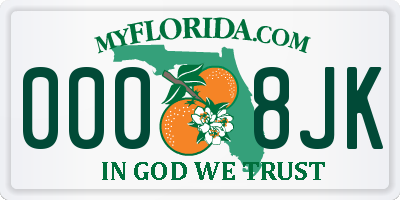 FL license plate 0008JK
