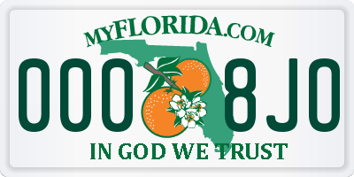 FL license plate 0008JO