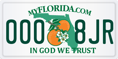 FL license plate 0008JR