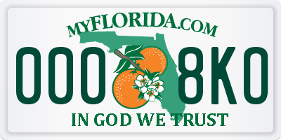 FL license plate 0008KO