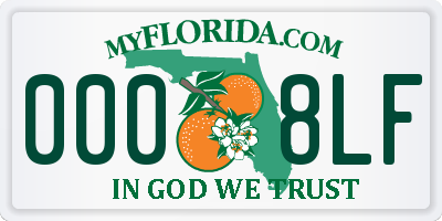 FL license plate 0008LF