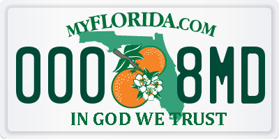FL license plate 0008MD