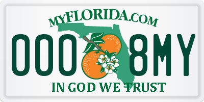 FL license plate 0008MY