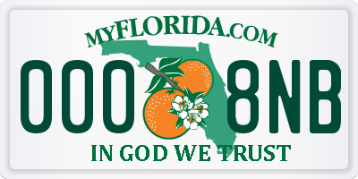 FL license plate 0008NB