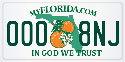 FL license plate 0008NJ