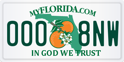 FL license plate 0008NW