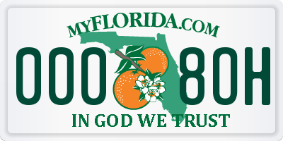 FL license plate 0008OH