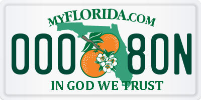 FL license plate 0008ON