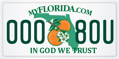 FL license plate 0008OU