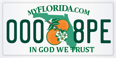 FL license plate 0008PE