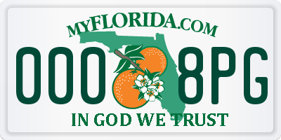 FL license plate 0008PG