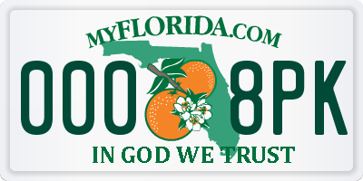 FL license plate 0008PK