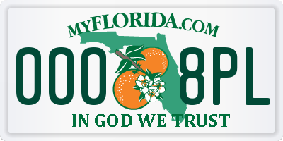 FL license plate 0008PL