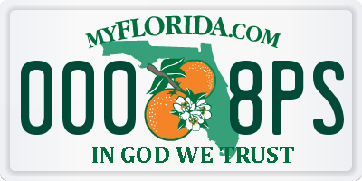 FL license plate 0008PS
