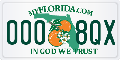 FL license plate 0008QX