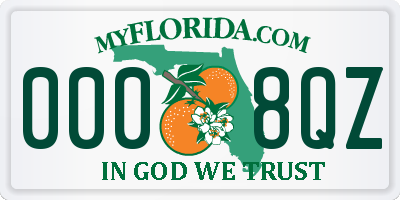 FL license plate 0008QZ