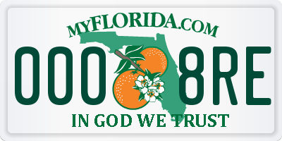 FL license plate 0008RE
