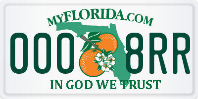 FL license plate 0008RR