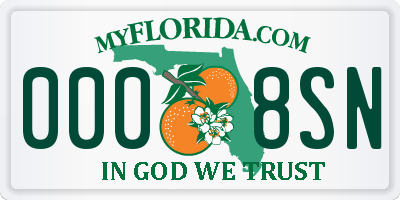 FL license plate 0008SN