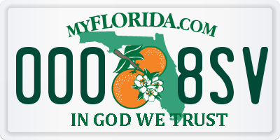 FL license plate 0008SV
