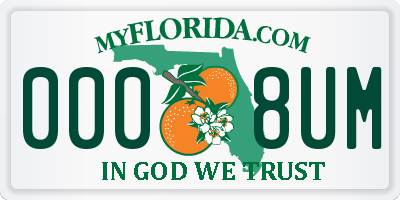 FL license plate 0008UM