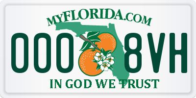 FL license plate 0008VH